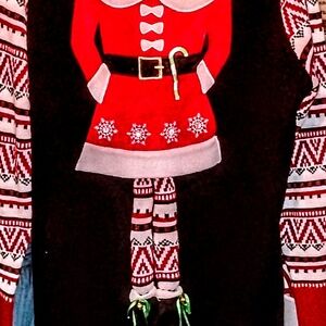 Festive Red and Black Women's Ugly  Sweater Dress.